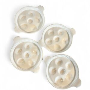 California Pottery Escargot/Scallop Baking Dishes (4) White Ceramic circa 1960s